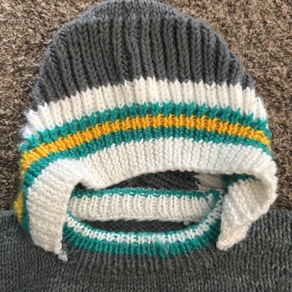 Handmade Bunny Easter Sweater With Hood Carrots - Picture 4 of 13